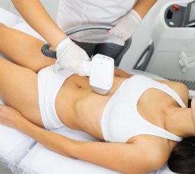 Woman on laser hair removal procedure